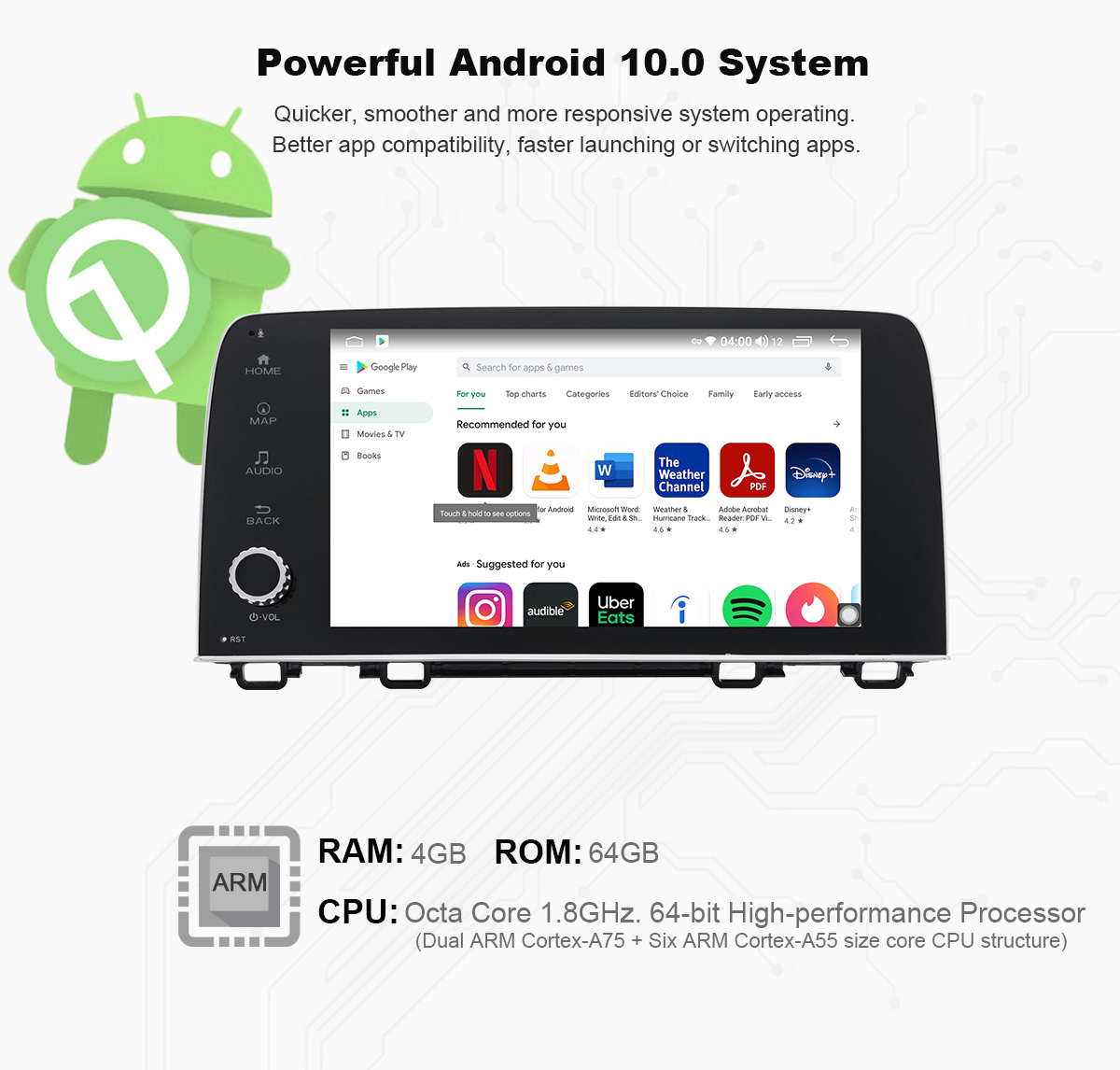 JOYING Android 10.0 9 Inch Car Radio for Honda CRV 2017-2021 with DSP ...